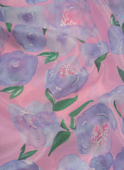 Silk Chinnon Shades Of purple Floral Digital Print Fabric.