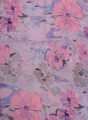 Silk Chinnon Shades Of purple Floral Digital Print Fabric.