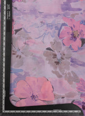 Silk Chinnon Shades Of purple Floral Digital Print Fabric.