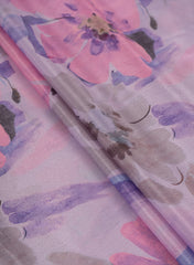 Silk Chinnon Shades Of purple Floral Digital Print Fabric.