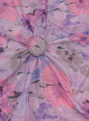 Silk Chinnon Shades Of purple Floral Digital Print Fabric.