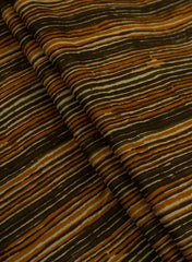 Pure Cotton Cambric Dark Mustad Color Stripes Block Print Fabric