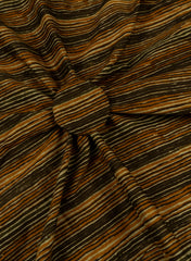 Pure Cotton Cambric Dark Mustad Color Stripes Block Print Fabric