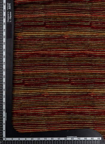 (Pre Cut -1 Meter) Pure Cotton Cambric Brown Color Stripes Block Print Fabric