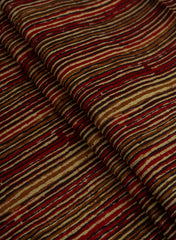 Pure Cotton Cambric Brown Color Stripes Block Print Fabric