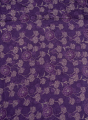 Modal Chanderi Purple Color Floral kalamkari Screen Print Fabric With Foil