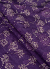 Modal Chanderi Purple Color Floral kalamkari Screen Print Fabric With Foil