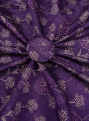 Modal Chanderi Purple Color Floral kalamkari Screen Print Fabric With Foil