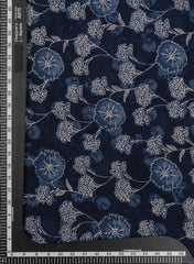 Modal Chanderi Navy Blue Color Floral kalamkari Screen Print Fabric With Foil