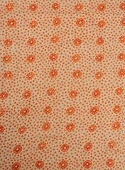 Pure Cotton Cambric Orange Color Bandhani Screen Print Fabric.