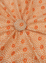 Pure Cotton Cambric Orange Color Bandhani Screen Print Fabric.