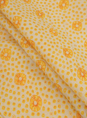 Pure Cotton Cambric Yellow Color Bandhani Screen Print Fabric.