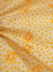 Pure Cotton Cambric Yellow Color Bandhani Screen Print Fabric.