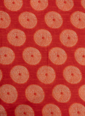 Pure Cotton Cambric Red Color Geometrical Pattern Screen Print Fabric.