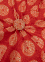 Pure Cotton Cambric Red Color Geometrical Pattern Screen Print Fabric.