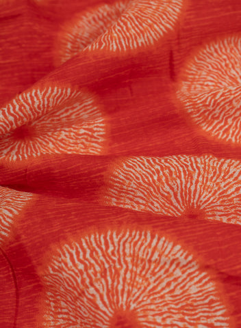 (Pre Cut -2.5 Meter) Pure Cotton Cambric Red Color Geometrical Pattern Screen Print Fabric.