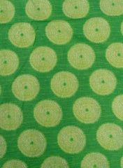 Pure Cotton Cambric Green Color Geometrical Pattern Screen Print Fabric.