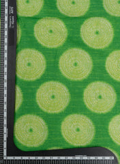 Pure Cotton Cambric Green Color Geometrical Pattern Screen Print Fabric.