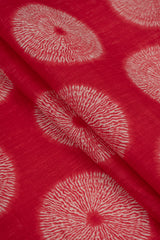 Pure Cotton Cambric Dark pink Color Geometrical Pattern  Screen Print Fabric.