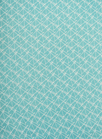(Pre Cut-1 Meter) Pure Cotton Cambric Sky Blue Color Geometrical Pattern Screen Print Fabric.