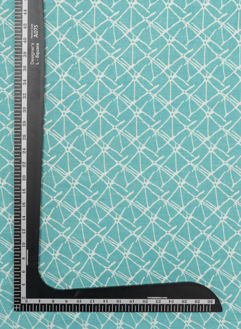 (Pre Cut-1 Meter) Pure Cotton Cambric Sky Blue Color Geometrical Pattern Screen Print Fabric.