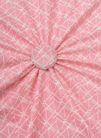 (Pre Cut-2Meter) Pure Cotton Cambric Light Pink Color Geometrical Pattern Screen Print Fabric.