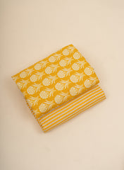 Pure Cotton Cambric Mix And Match Bright Yellow Color Block Print Fabric.