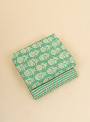Pure Cotton Cambric Mix And Match Green Color Block Print Fabric.
