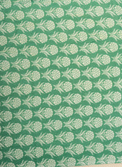 Pure Cotton Cambric Mix And Match Green Color Block Print Fabric.