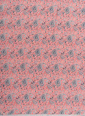 Pure Cotton Cambric Mix And Match Peach Color Block Print Fabric.