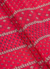 Pure Crepe Magenta Color Floral Pattern Hybrid Print Fabric.