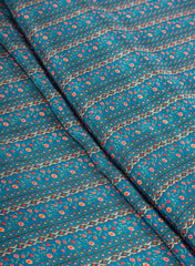 Pure Crepe Navy Blue Color Stripes Pattern Hybrid Print Fabric.