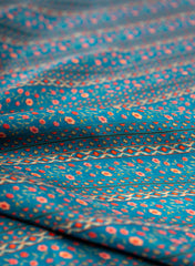 Pure Crepe Navy Blue Color Stripes Pattern Hybrid Print Fabric.
