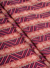 Pure Crepe Magenta Color Zig-Zag Pattern Hybrid Print Fabric.