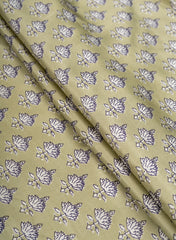 Pure Modal Satin Light Pista Green Color Floral Digital Print Fabric.