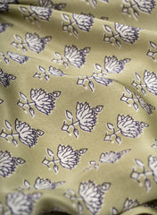 Pure Modal Satin Light Pista Green Color Floral Digital Print Fabric.
