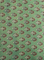 Pure Modal Satin Forest Green Color Floral Digital Print Fabric.