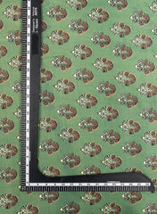 Pure Modal Satin Forest Green Color Floral Digital Print Fabric.