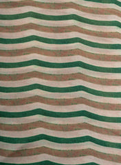 (Pre Cut-2.5 Meter) Pure Modal Satin Beige Color Stripes Pattern Digital Print Fabric.