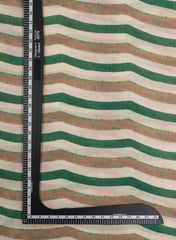 (Pre Cut-2.5 Meter) Pure Modal Satin Beige Color Stripes Pattern Digital Print Fabric.