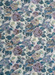 Pure Chanderi Off White Color Floral Pattern Schiffli Embroidery Fabric.