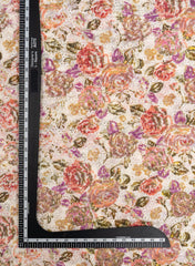 Pure Chanderi Off White Color Floral Pattern Schiffli Embroidery Fabric.