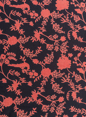 Cotton Flex Zed Black Color Floral Pattern Natural Print Fabric.