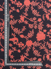 Cotton Flex Zed Black Color Floral Pattern Natural Print Fabric.