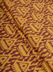 Cotton Flex Mustad Color Geometrical Pattern Natural Print Fabric.