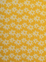 Cotton Flex Bright Yellow Color Floral Pattern Natural Print Fabric.