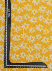 Cotton Flex Bright Yellow Color Floral Pattern Natural Print Fabric.