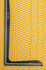 Cotton Flex Bright Yellow Color Geometrical Pattern Natural Print Fabric.