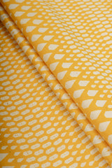 Cotton Flex Bright Yellow Color Geometrical Pattern Natural Print Fabric.
