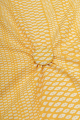 Cotton Flex Bright Yellow Color Geometrical Pattern Natural Print Fabric.